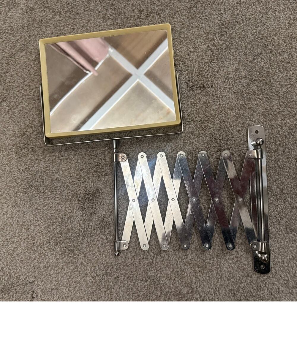 Vintage Accordion Wall Mount Vanity Mirror Double sided Magnifying Scissor Arm